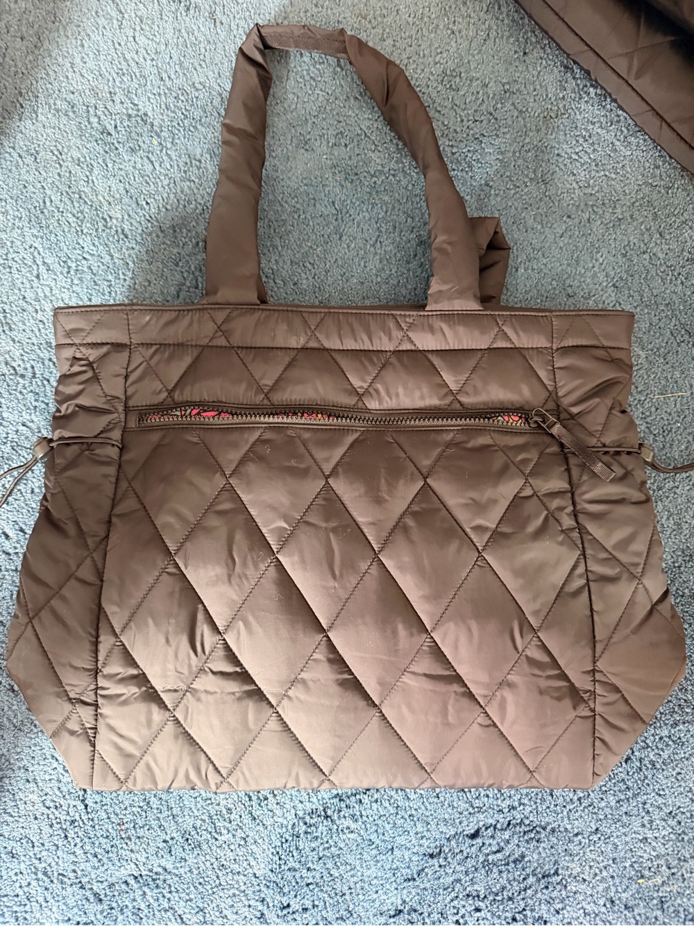 Vera Bradley Quilted Brown Tote with Front Zip